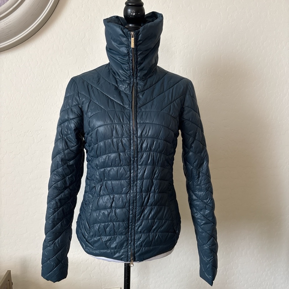 Armani Jeans Women's Puffer Jacket - Dark celadon full zip pockets. Size 0 - Picture 1 of 9